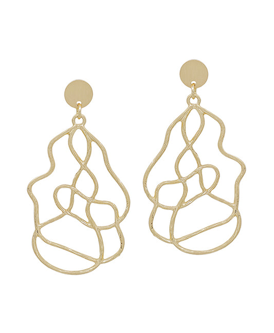 Circle Post w/ Organic Shape Metal Earring