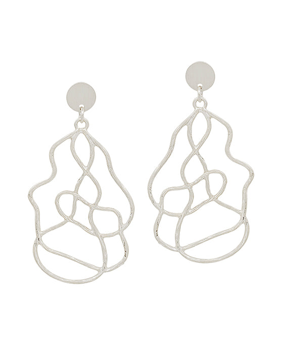 Circle Post w/ Organic Shape Metal Earring