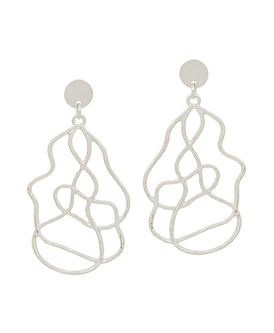 Circle Post w/ Organic Shape Metal Earring