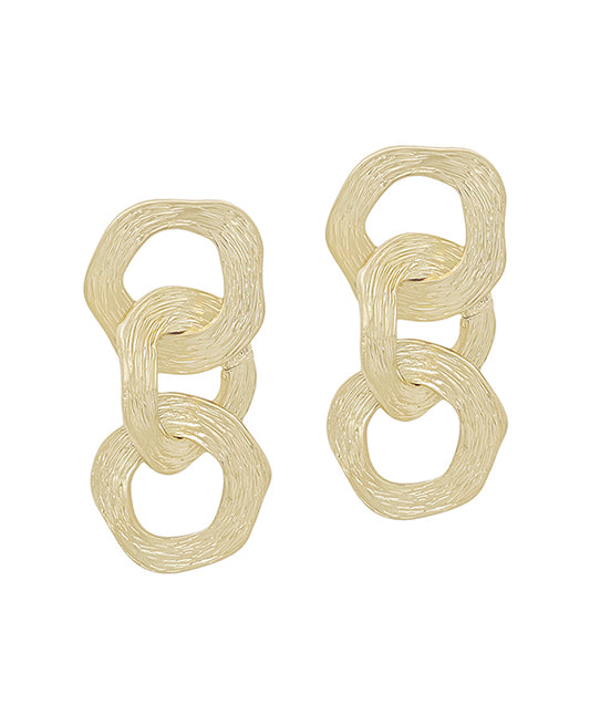 Texture Linked Metal Post Earring