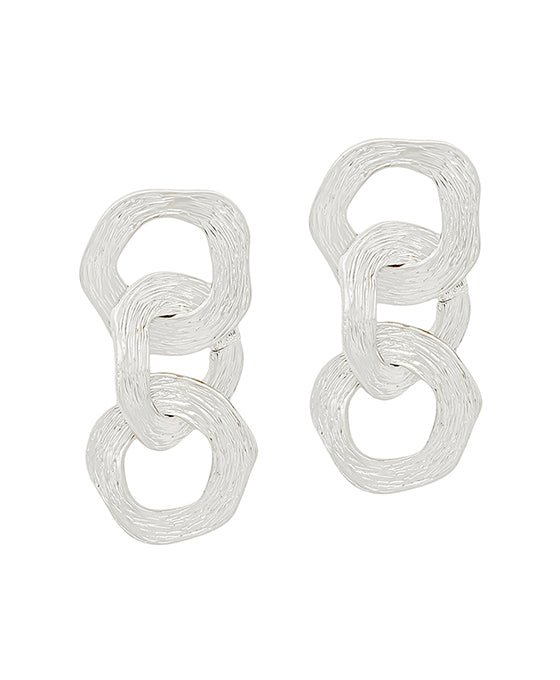 Texture Linked Metal Post Earring