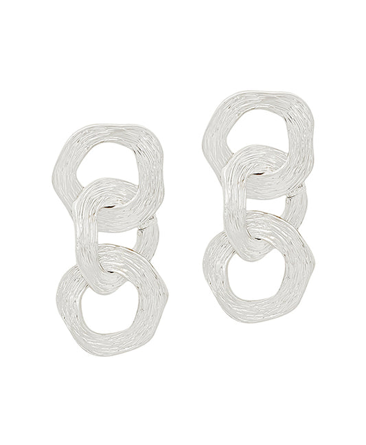 Texture Linked Metal Post Earring