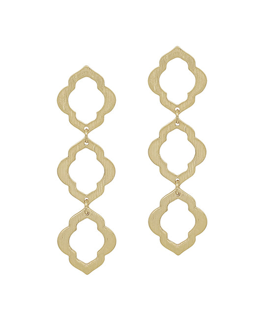 3 Drop Flower Shape Texture Post Earring