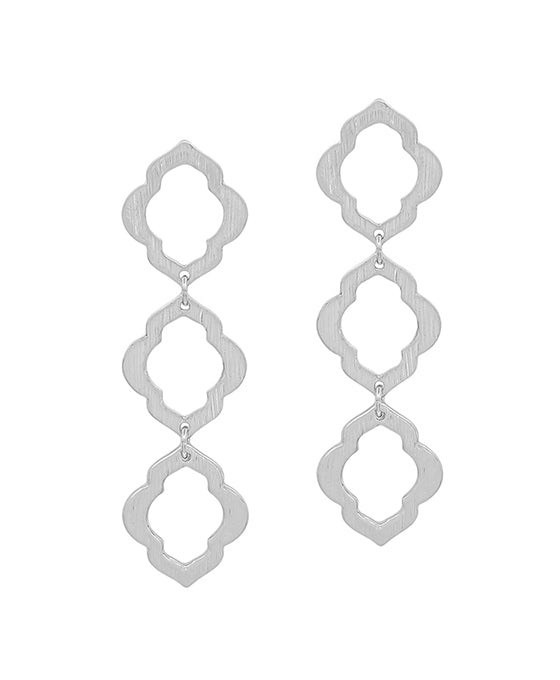 3 Drop Flower Shape Texture Post Earring