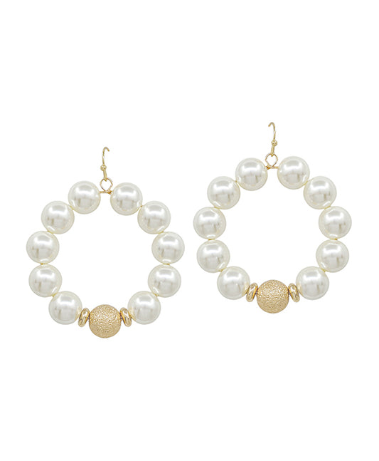 2 Inches Round Pearl & CCB Accent Earring