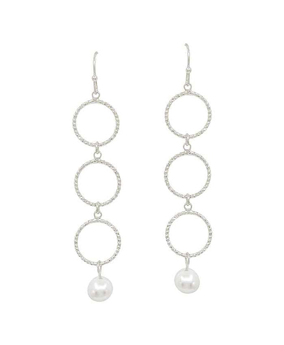 Texture Metal & Pearl Drop Earring