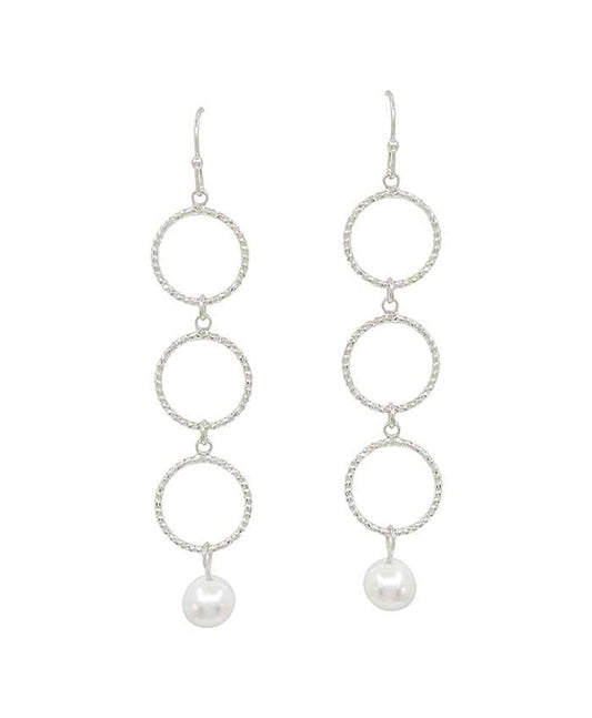 Texture Metal & Pearl Drop Earring