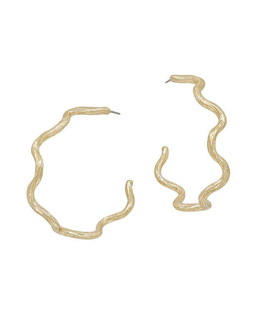 Swirl Textured Metal Hoop Earring