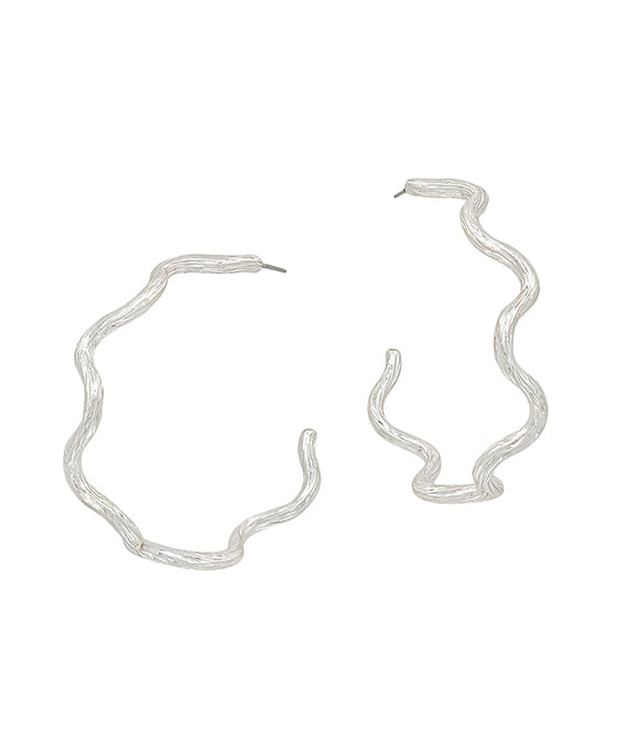 Swirl Textured Metal Hoop Earring