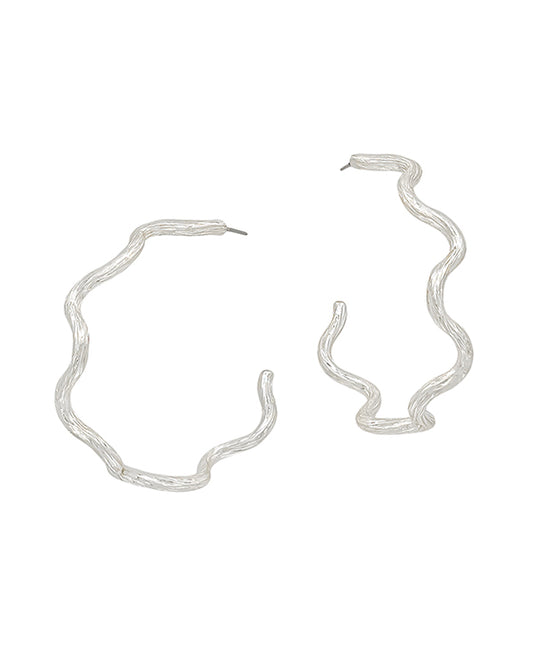 Swirl Textured Metal Hoop Earring