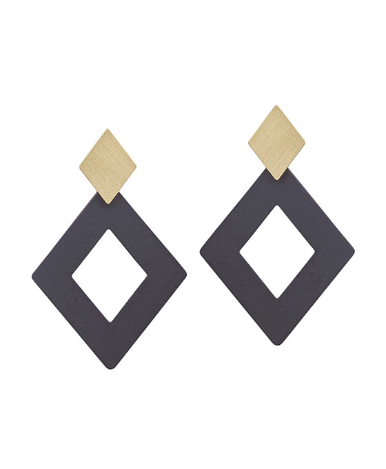Double Diamond Metal & Color Post Earring