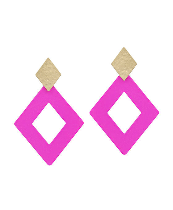 Double Diamond Metal & Color Post Earring