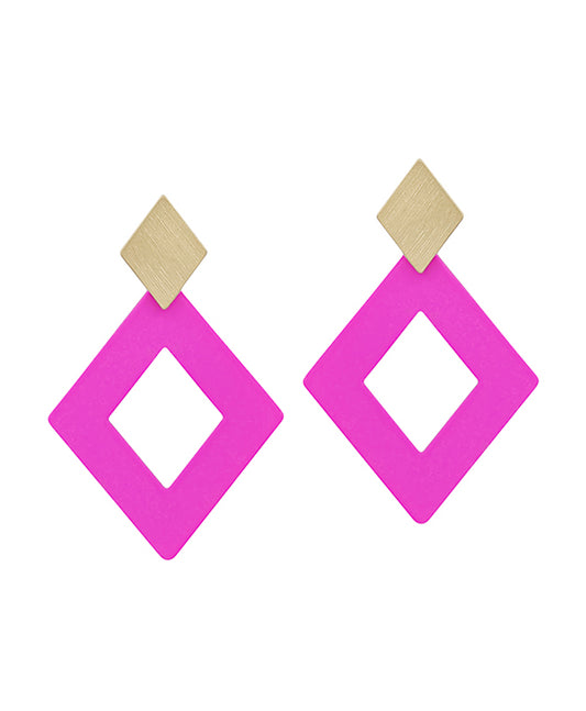 Double Diamond Metal & Color Post Earring