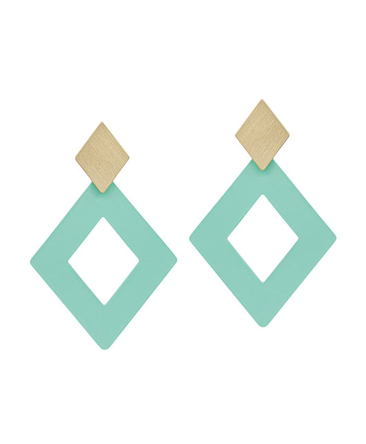 Double Diamond Metal & Color Post Earring