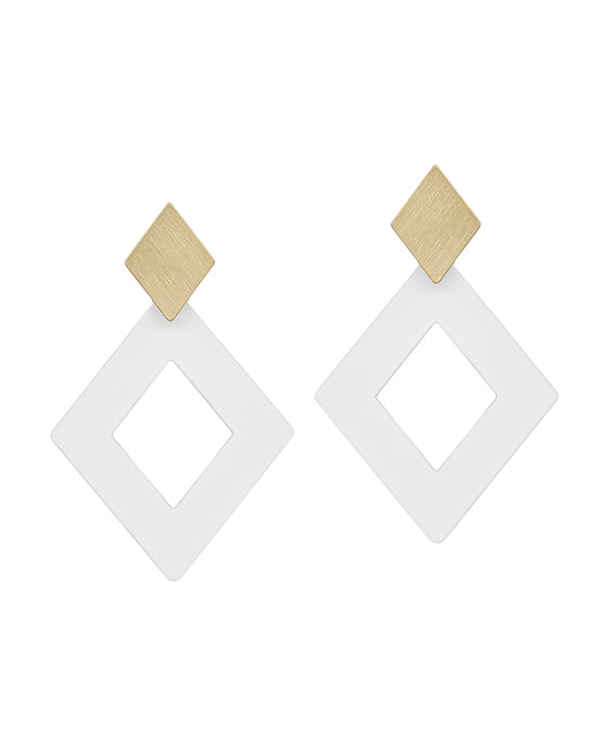 Double Diamond Metal & Color Post Earring