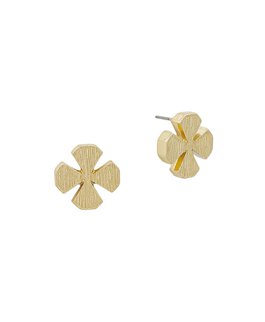 15mm Clover Textured Metal Post Earring