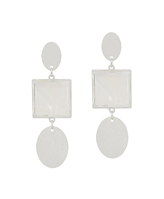 3 Drops Square Mop Accent Metal Post Earring