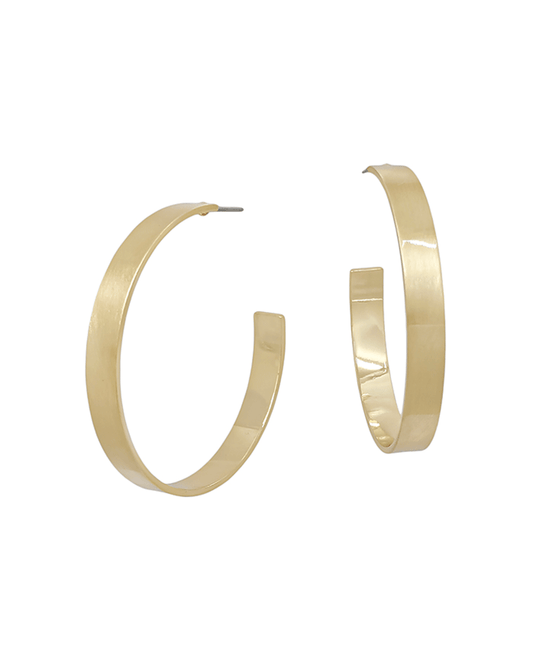 Satin Textured Metal Hoop Earring - 1.5"