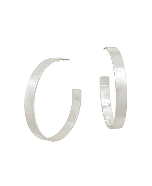 Satin Textured Metal Hoop Earring - 1.5"