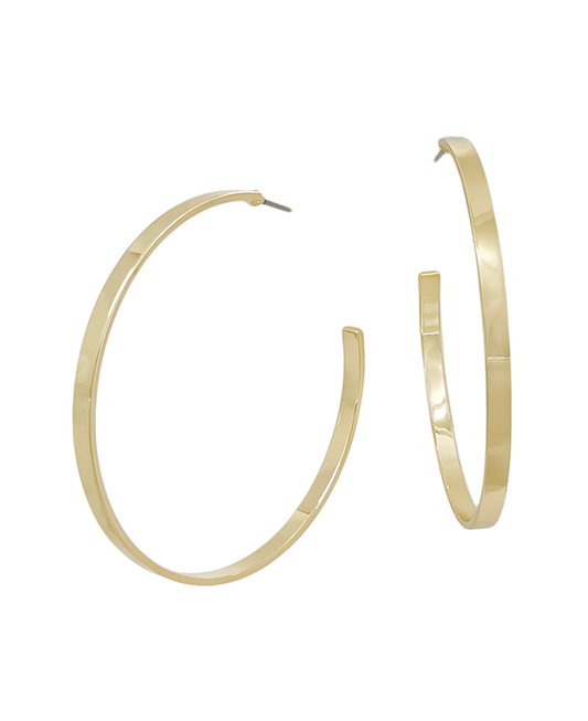 Flat Metal Hoop Earring - 2.1"
