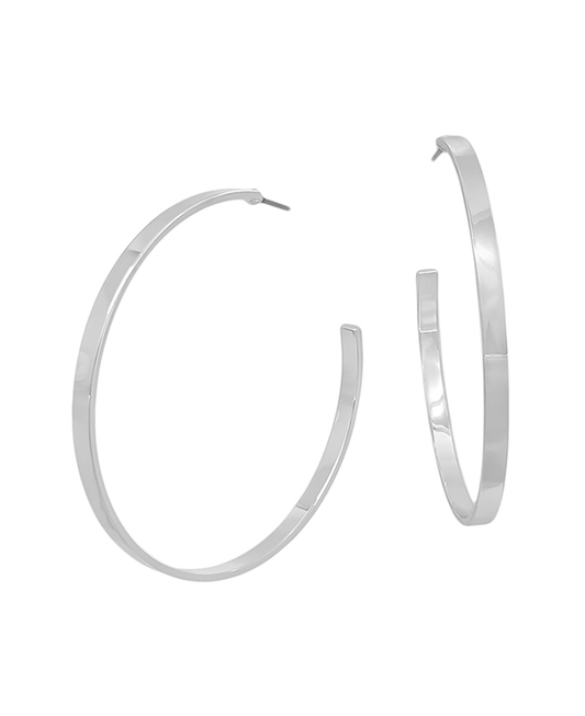 Flat Metal Hoop Earring - 2.1"