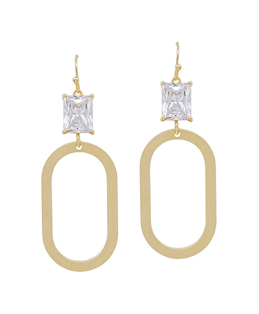 Crystal Accent Oval Casting Earring