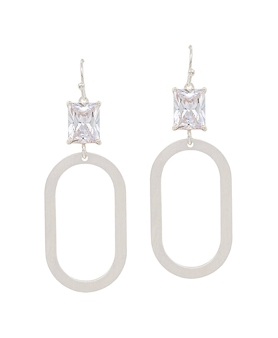 Crystal Accent Oval Casting Earring