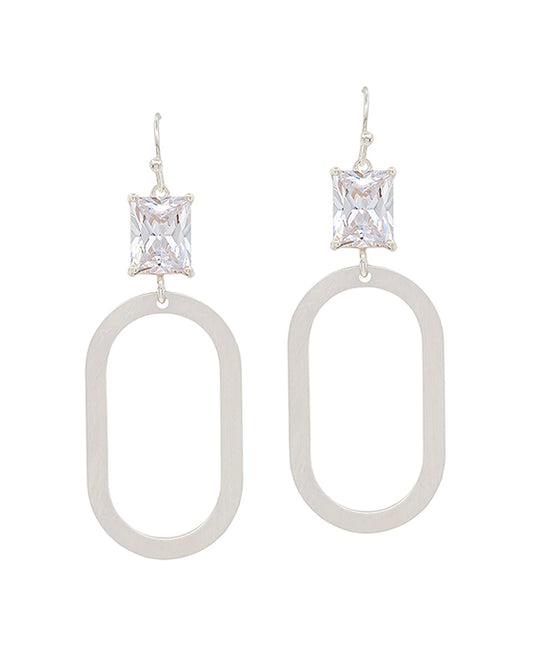 Crystal Accent Oval Casting Earring