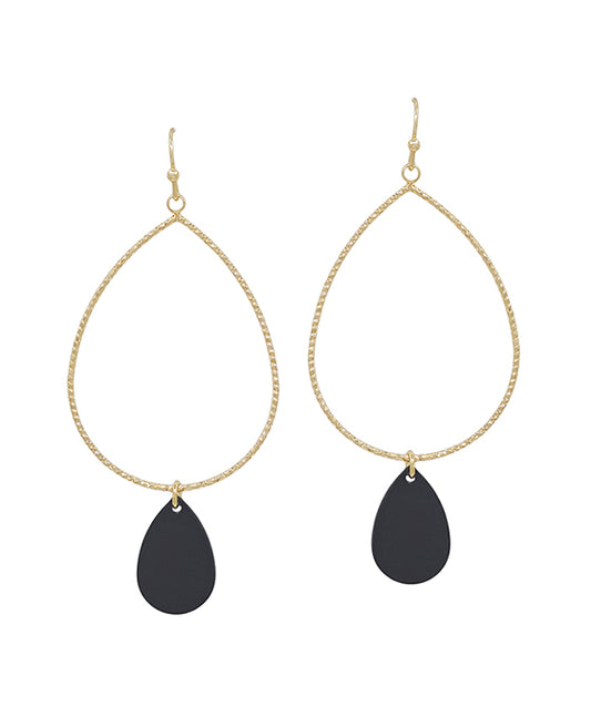 Texture Teardrop Wire Color Charm Earring