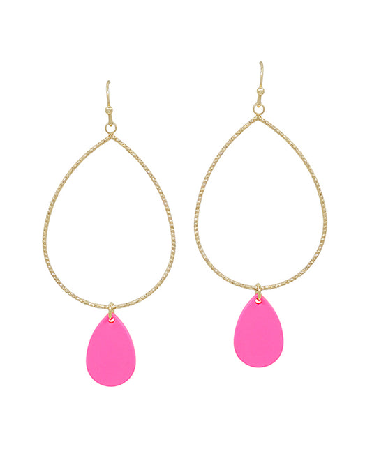 Texture Teardrop Wire Color Charm Earring