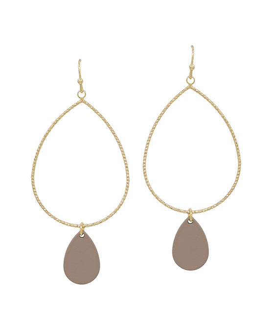 Texture Teardrop Wire Color Charm Earring