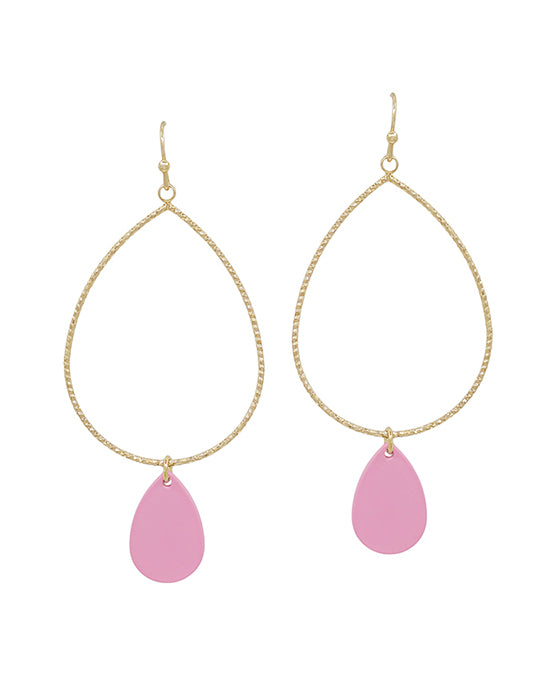 Texture Teardrop Wire Color Charm Earring