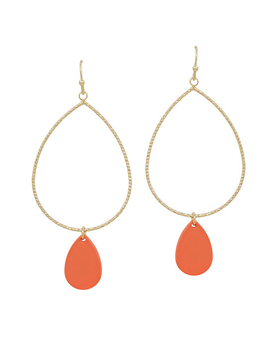 Texture Teardrop Wire Color Charm Earring