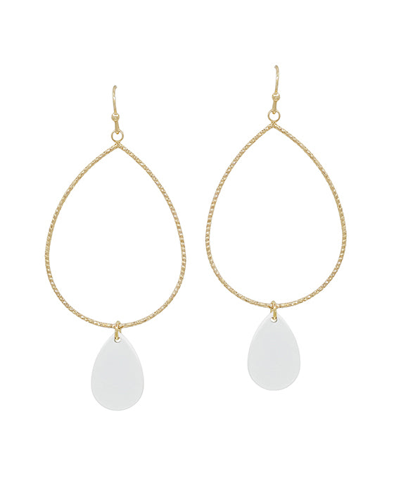 Texture Teardrop Wire Color Charm Earring