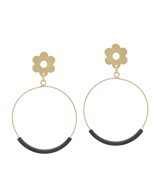 Flower Post w/ Round Color Coat Earring