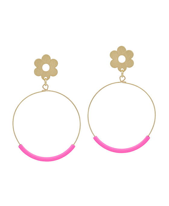 Flower Post w/ Round Color Coat Earring