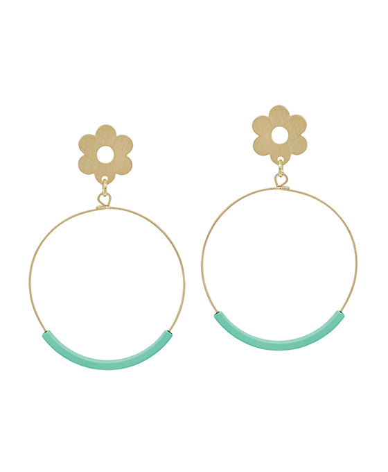 Flower Post w/ Round Color Coat Earring