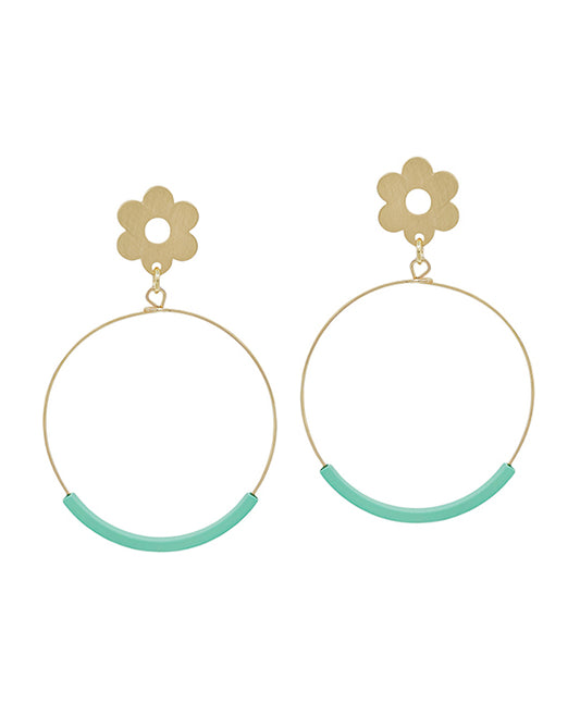 Flower Post w/ Round Color Coat Earring