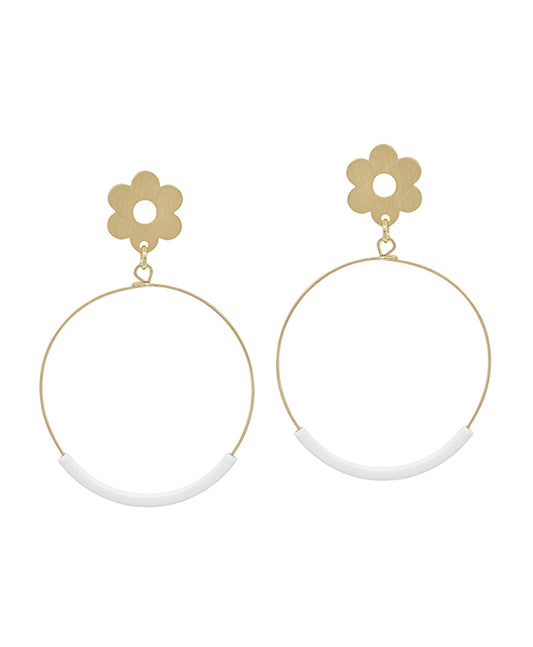 Flower Post w/ Round Color Coat Earring