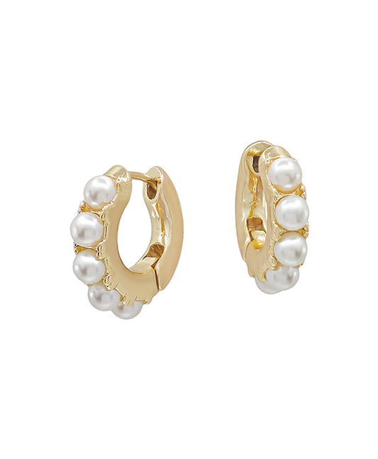 Pearl Accent Small Huggie Earring