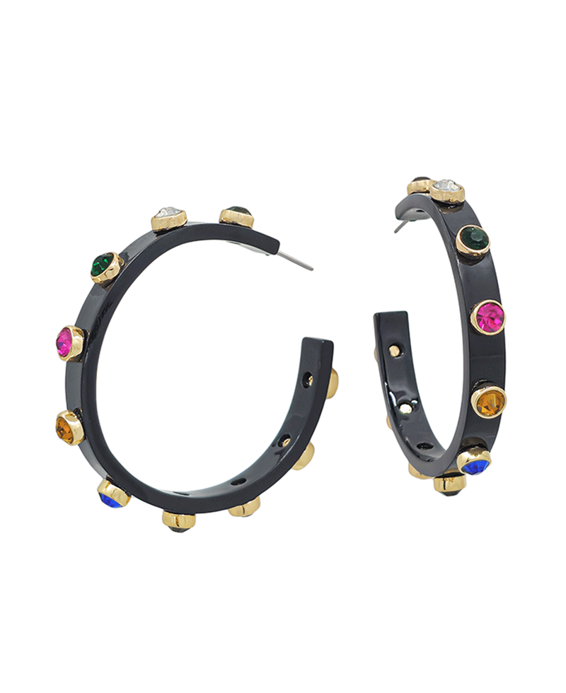 Crystal Accent Acetate Hoop Earring