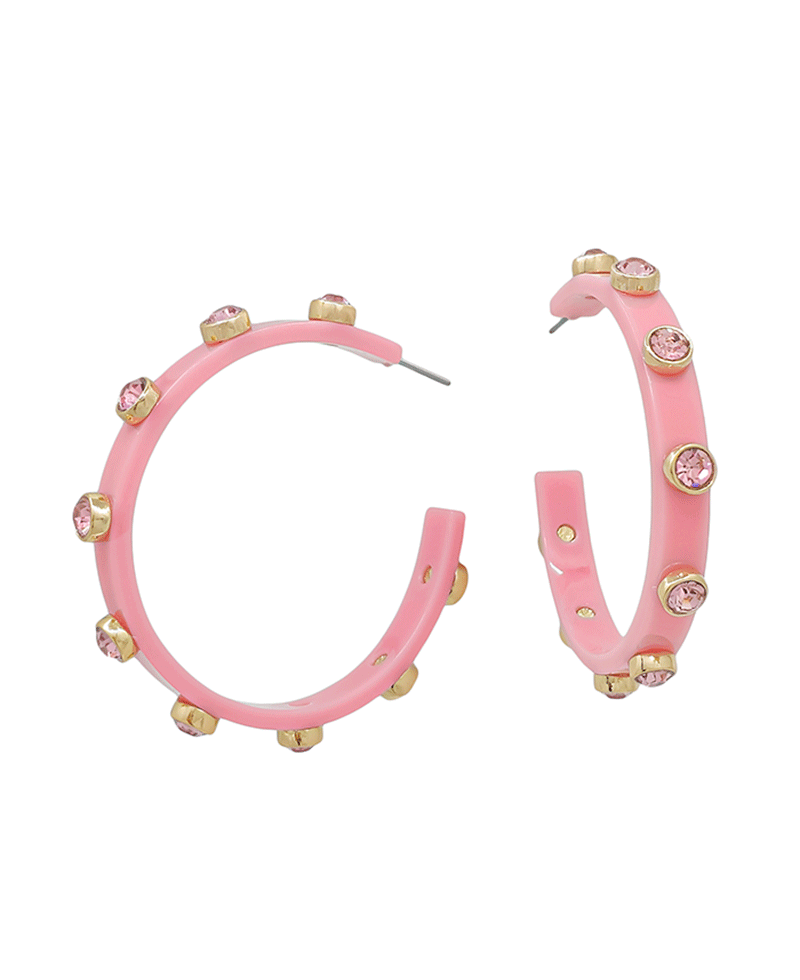 Crystal Accent Acetate Hoop Earring