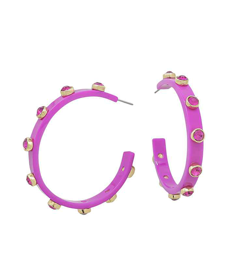 Crystal Accent Acetate Hoop Earring