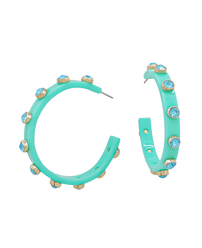 Crystal Accent Acetate Hoop Earring