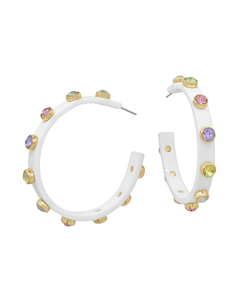 Crystal Accent Acetate Hoop Earring