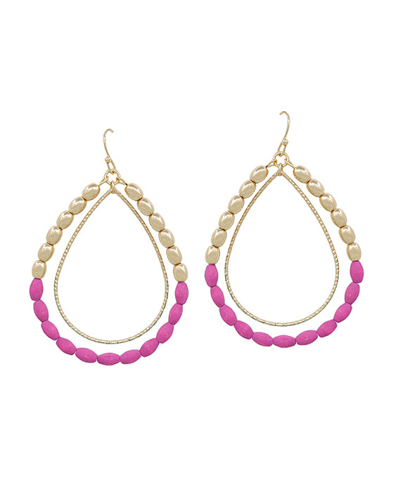 Double Teardrop Wood & CCB Earring