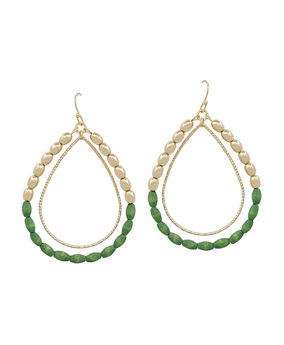 Double Teardrop Wood & CCB Earring