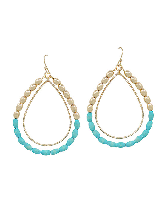 Double Teardrop Wood & CCB Earring