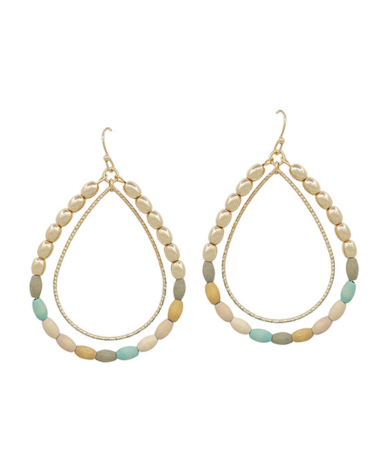 Double Teardrop Wood & CCB Earring