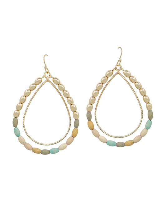 Double Teardrop Wood & CCB Earring